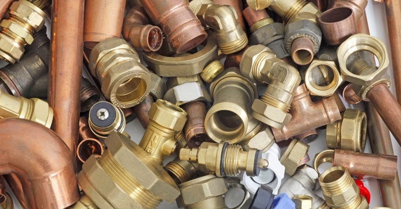 Different types of pipe fittings in the plumbing system