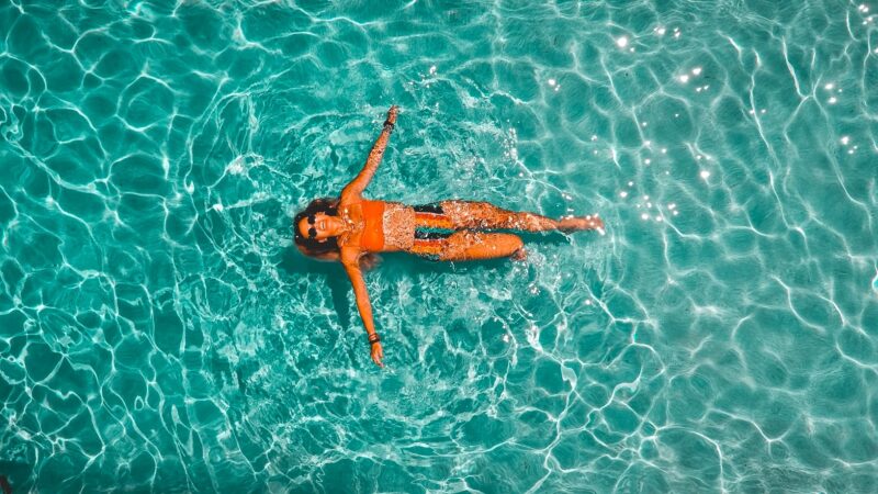 A woman swimming.